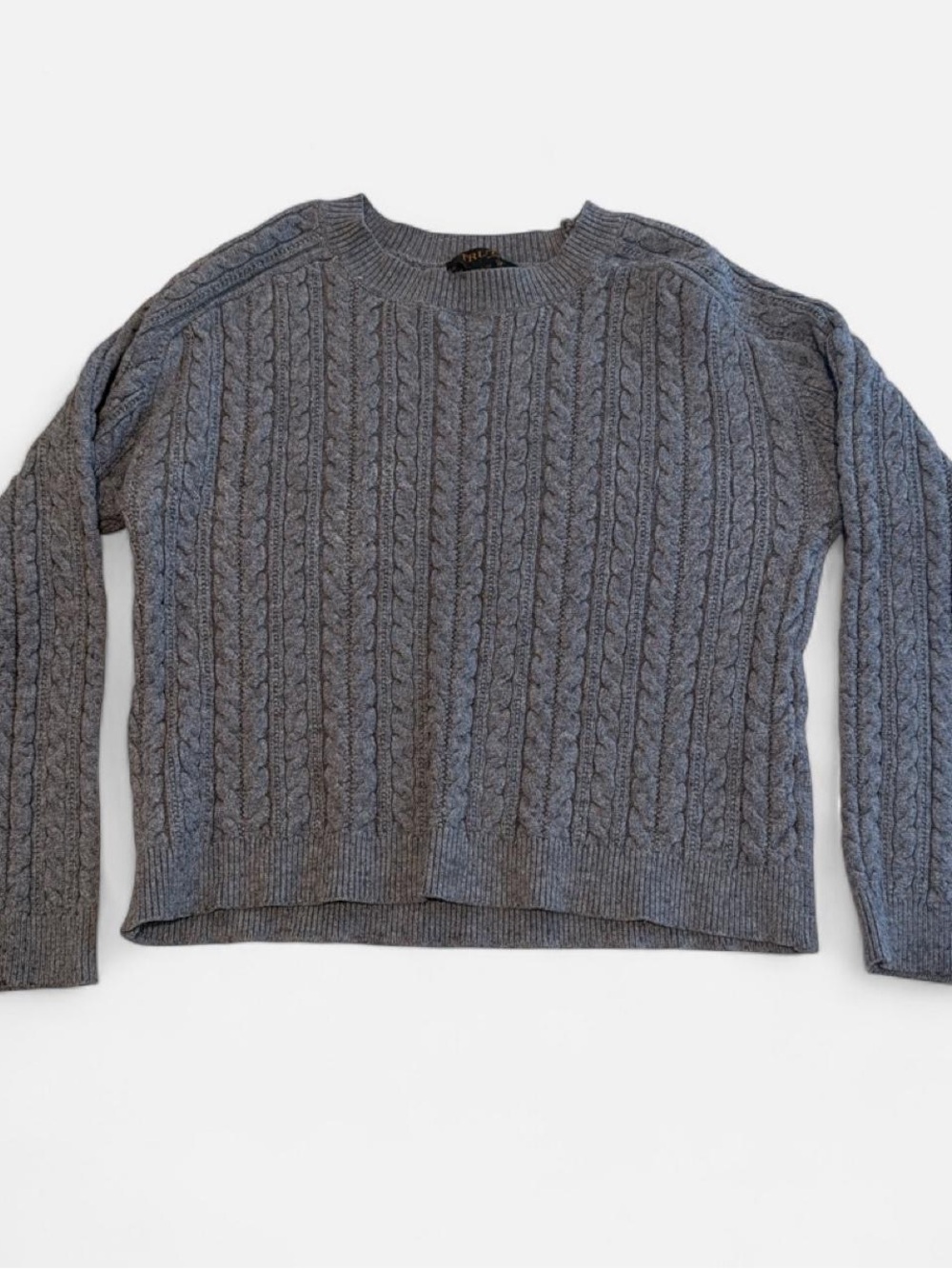 Classic Cable Knit Crewneck Sweater - Gray